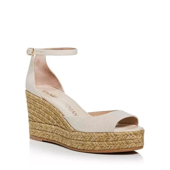 Stuart Weitzman Women's Nudistia Espadrille Wedge Sandals, Natural, Size 10 - Picture 1 of 5
